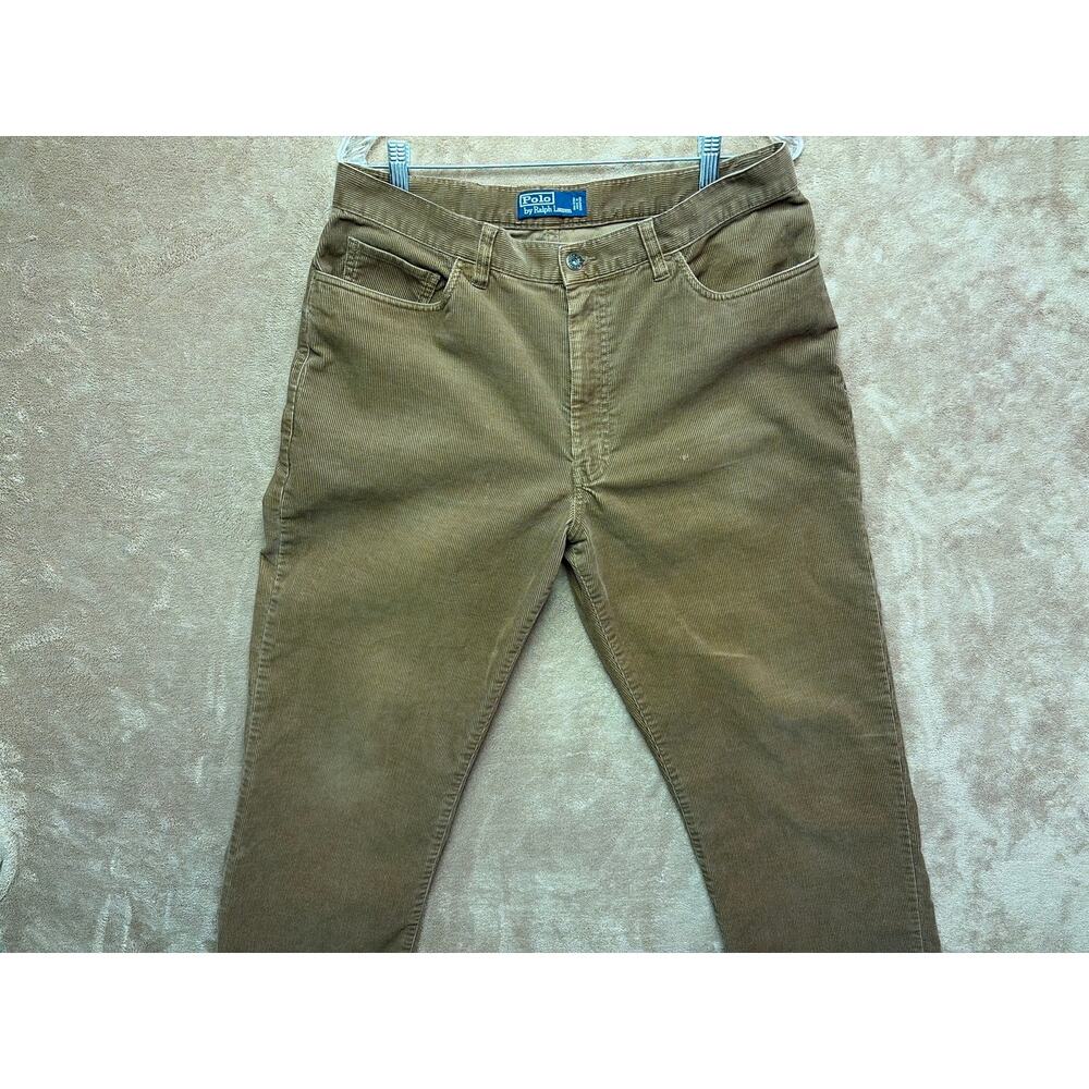 Vintage Polo Ralph Lauren Corduroy Pants Mens 34x30 Tan Beige 5 Pocket Y2K